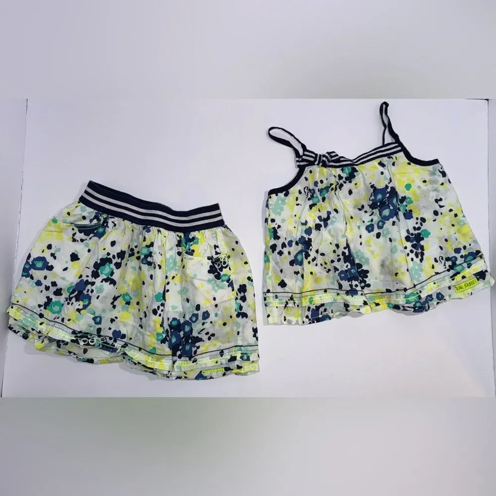 Maison jean bourget size 5a/110 splatter multicolored tank top skirt